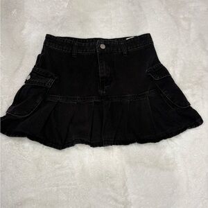 Black Denim Mini Skirt